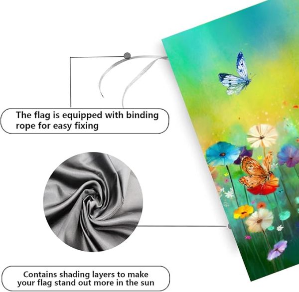 Spring Summer Flags for Outside 28x40 Double Sided Seasonal Floral Butterfly Garden Flag Large Green Flower Yard Flag for Outdoor Patio Lawn Decor - 图片 2