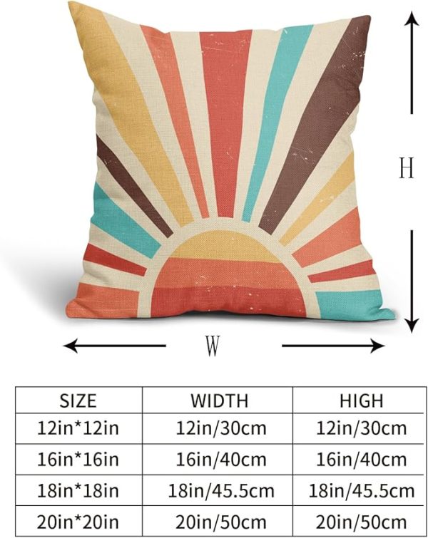 Sweetshow Boho Sunshine Pillow Covers 20x20 Set of 2 Modern Abstract Bohemian Sun Sunset Print Decorative Throw Pillows Outdoor Pillowcase Linen Farmhouse Cushion Case Decor for Couch Sofa Bed - 图片 3